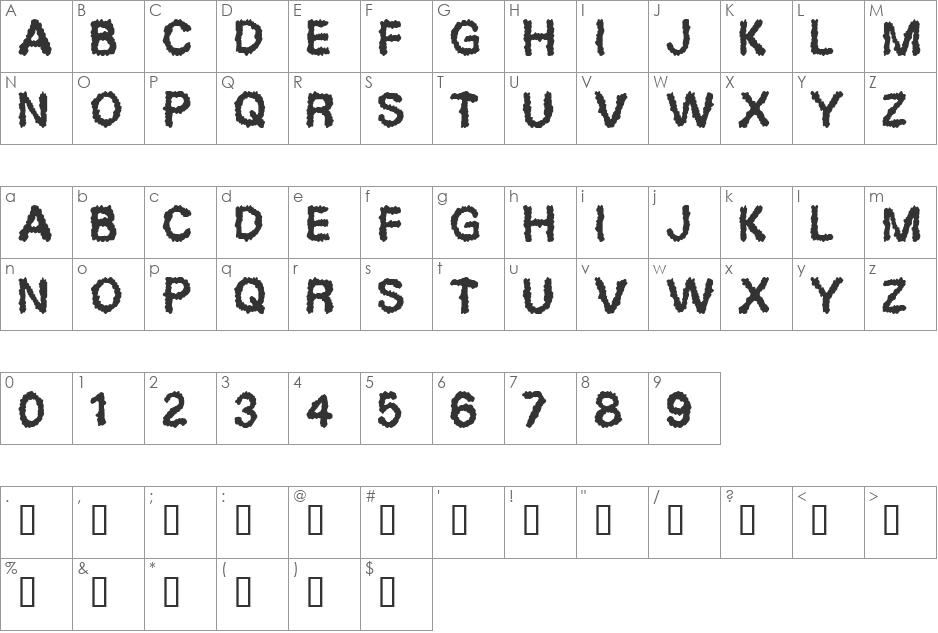 Desperation font character map preview