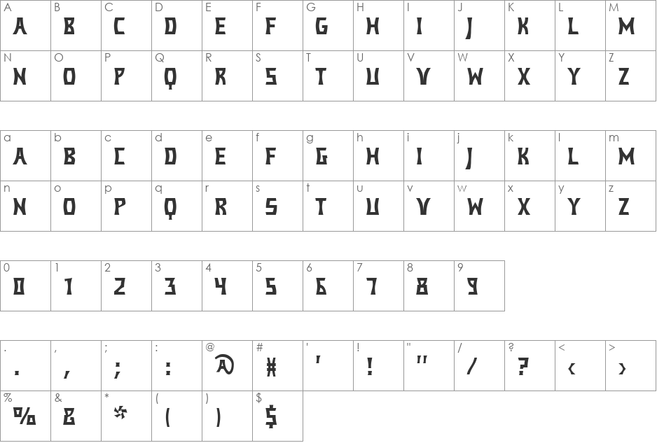 Despot font character map preview