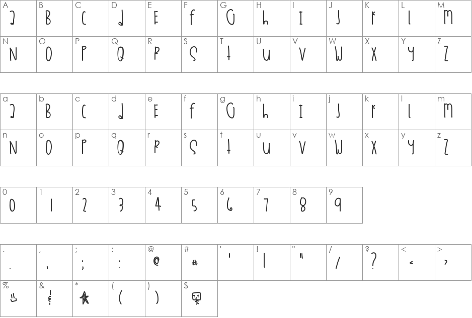 Dessushi font character map preview
