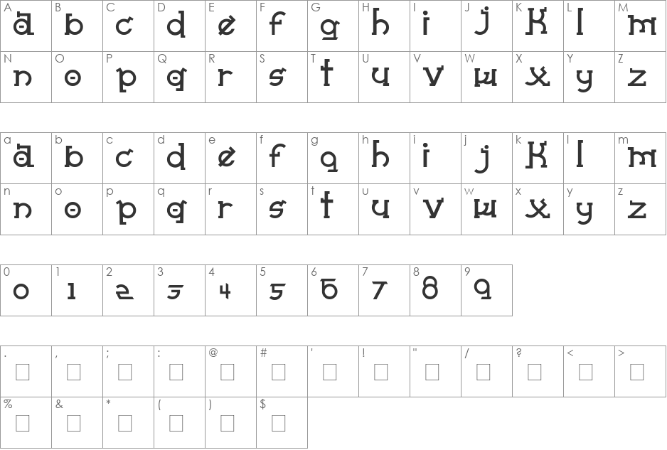 Almost Sanskrit taj font character map preview