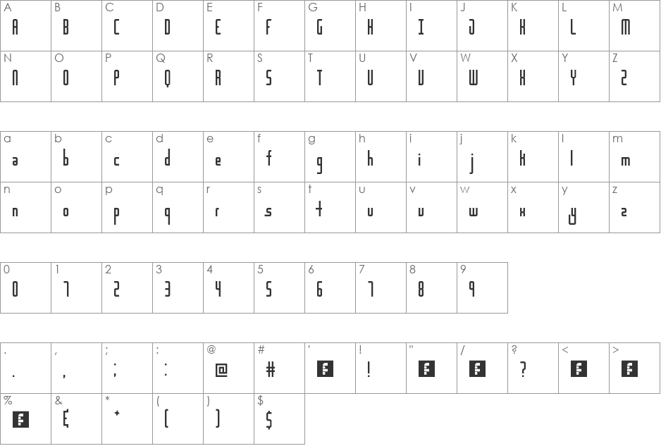 Destiny font character map preview