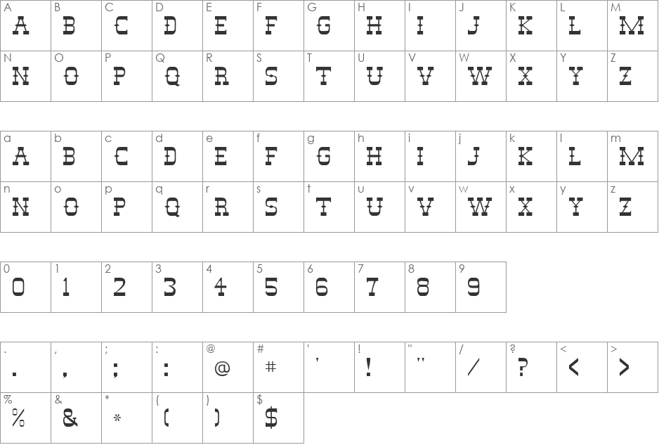 Destiny font character map preview