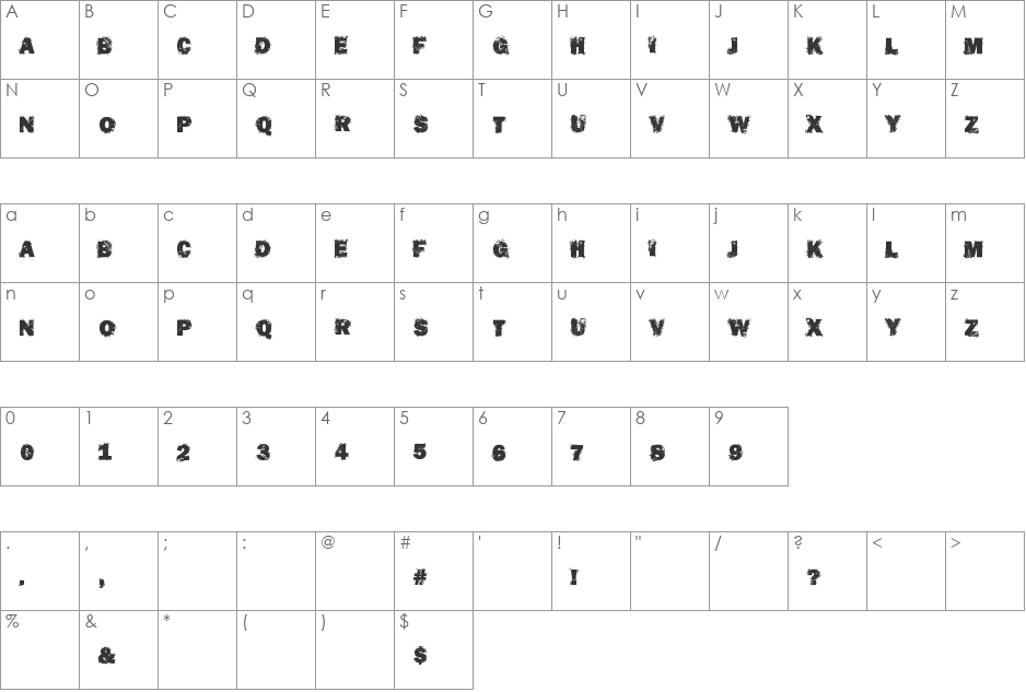 Destroy Humans font character map preview