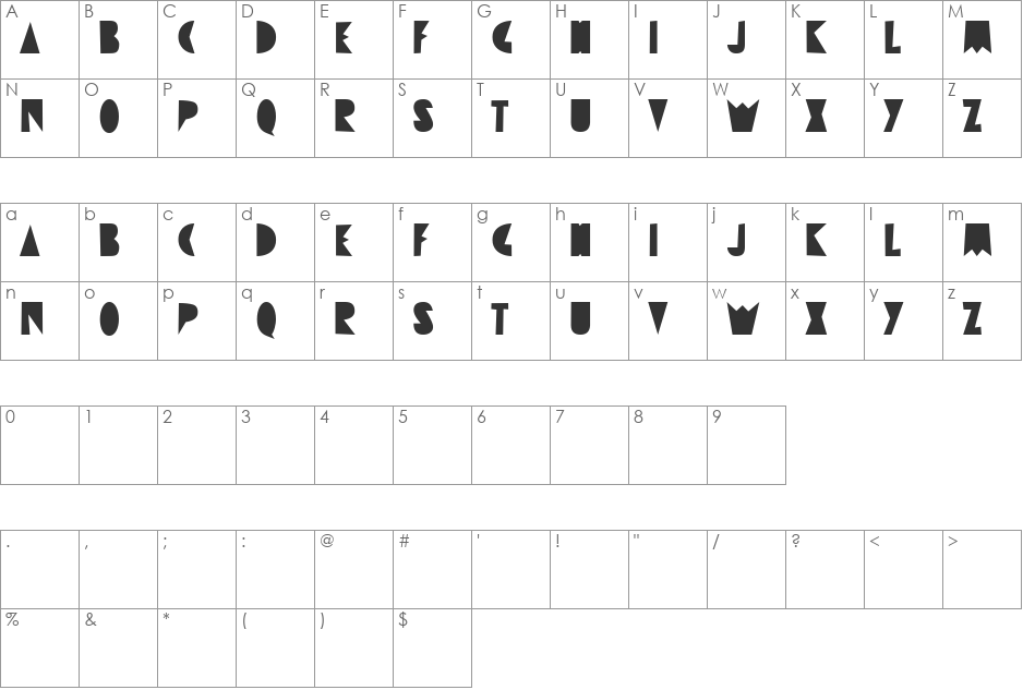 Destrukt font character map preview