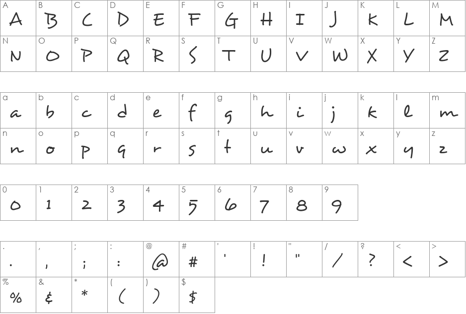 Desyrel font character map preview