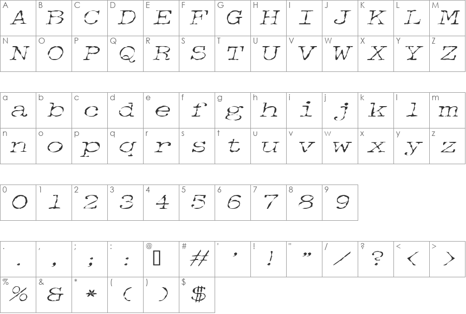 DetectiveExtended font character map preview