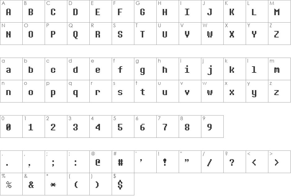 Determination Sans Web font character map preview