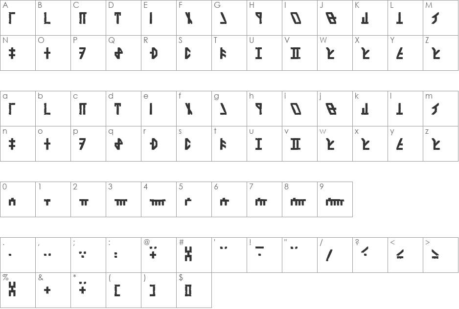Dethek Stone font character map preview