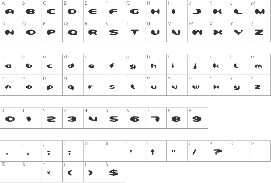 Detonator font character map preview