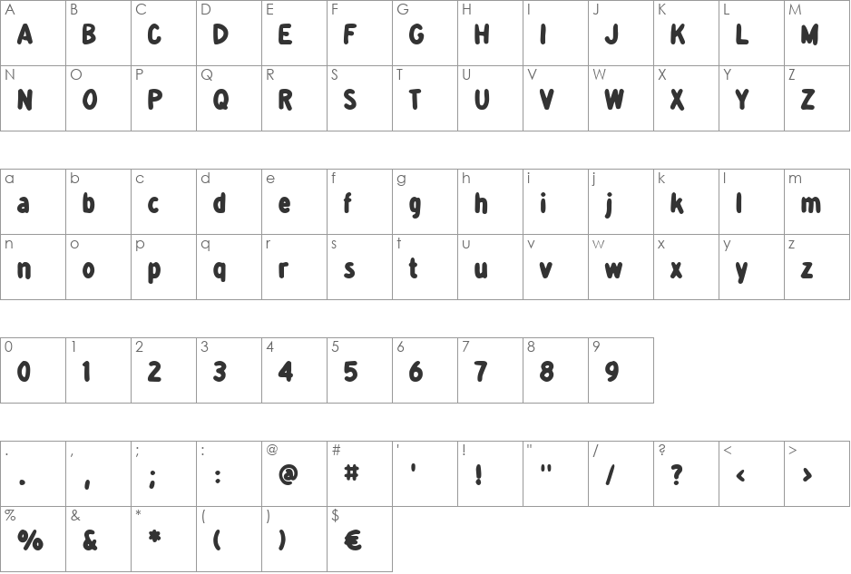 detourDork font character map preview