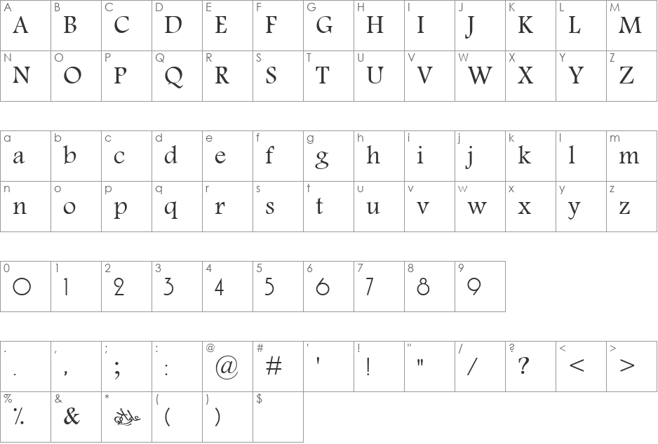 Almwaheb 3 font character map preview