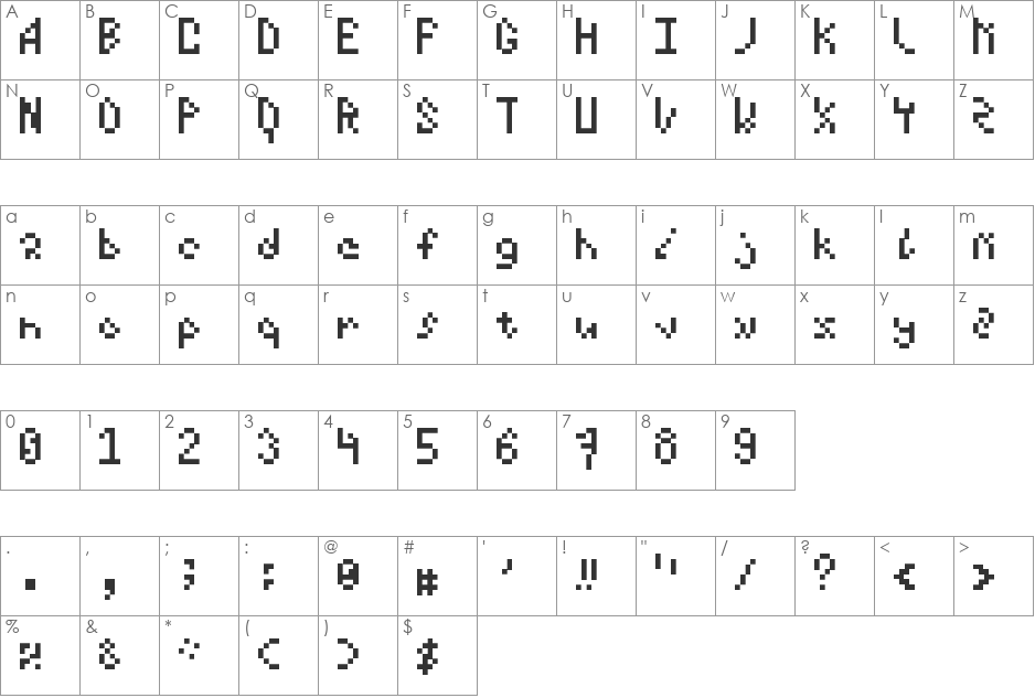 DeusVulpx font character map preview