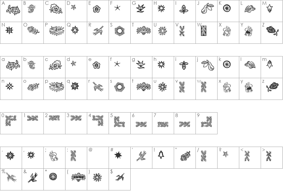 DeutscherSchmuck font character map preview