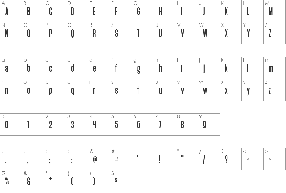 Deutschlander font character map preview