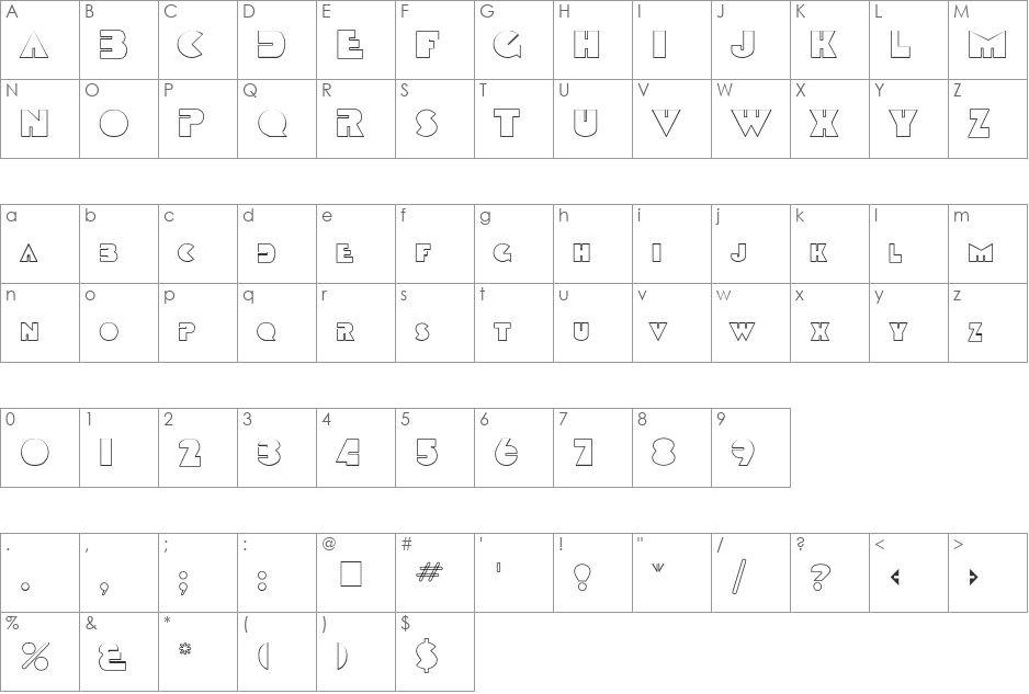 Devendra-Ho font character map preview