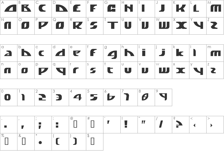deviantZ font character map preview