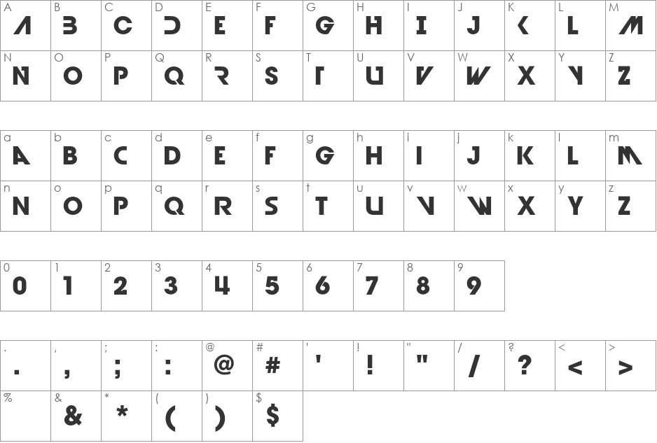 Devil Breeze font character map preview