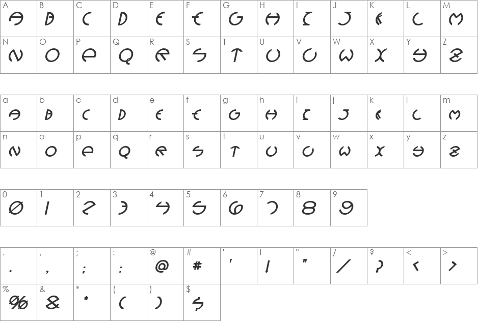 Devil Heavy font character map preview