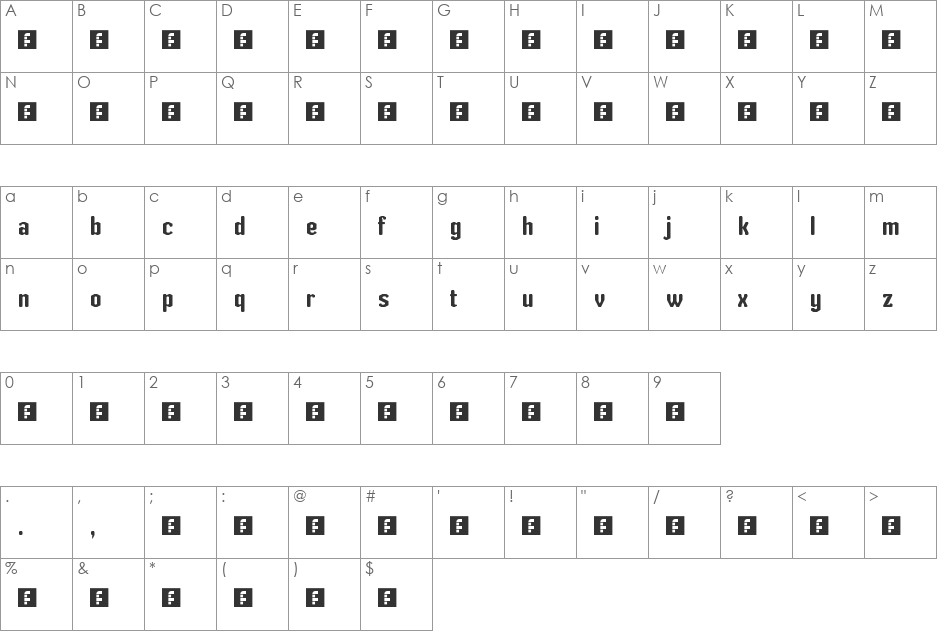 Alona font character map preview