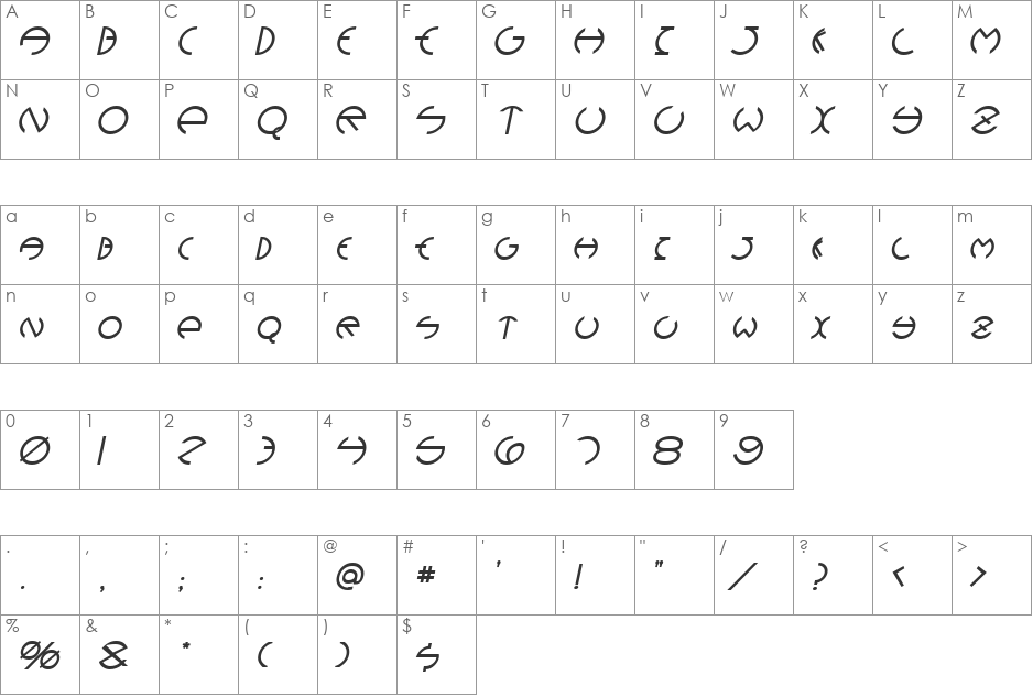 Devil Medium font character map preview