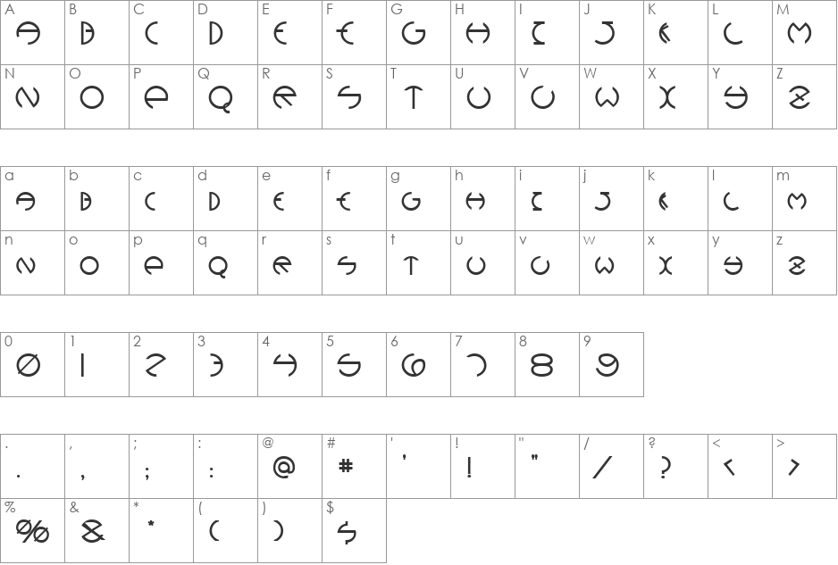 Devil Medium font character map preview