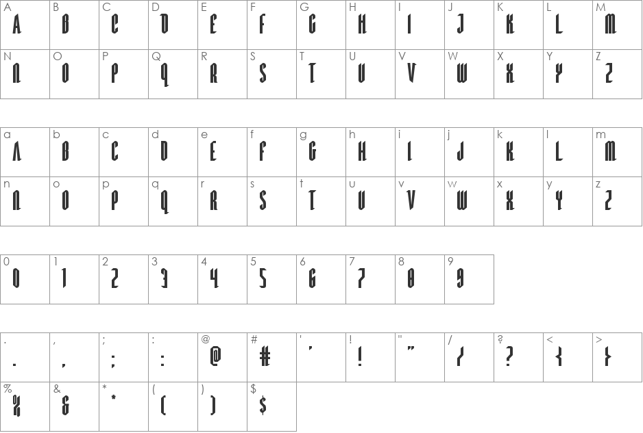 Devil Summoner Expanded font character map preview