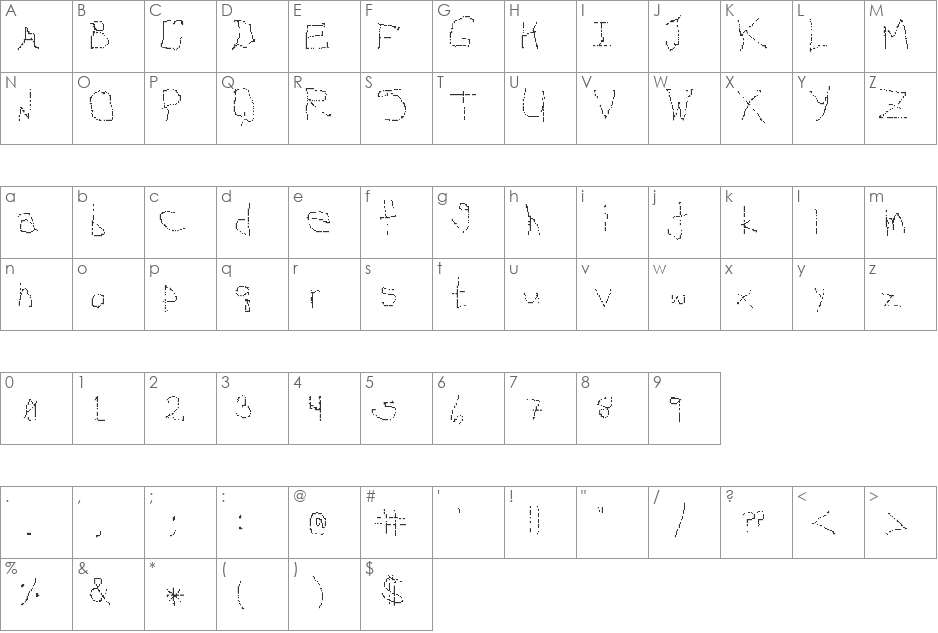 devirginized font character map preview