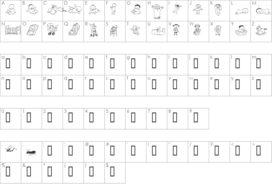 ABArtFonts font character map preview