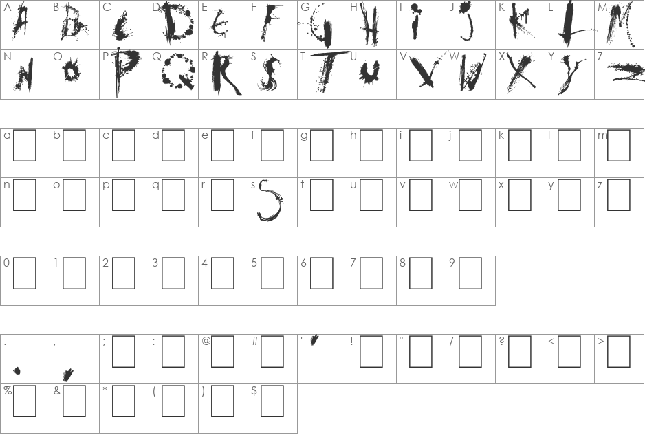 Dex's Jobs font character map preview