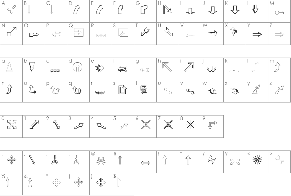 DexisDingbatsFiveSSi font character map preview