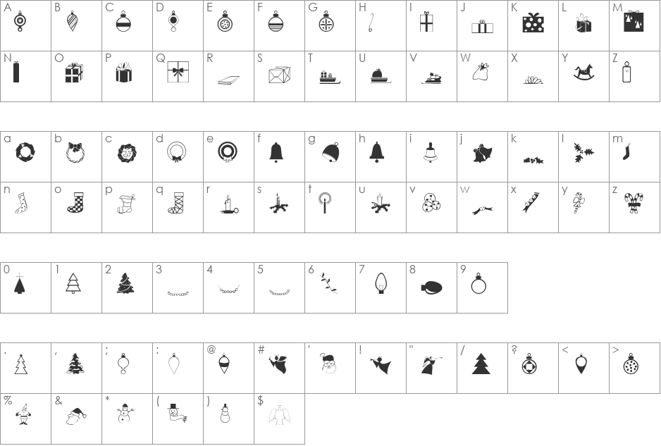 DexisDingbatsOneSSi font character map preview