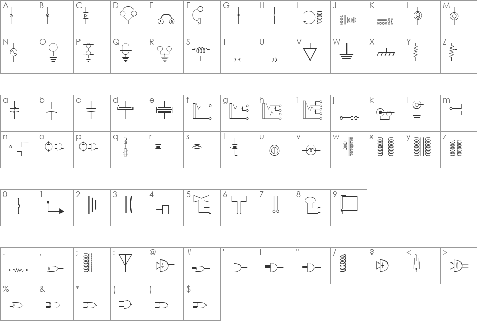 DexisDingbatsSixSSK font character map preview