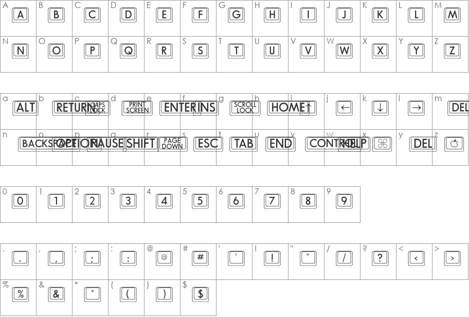 DexisDingbatsTwoSSi font character map preview