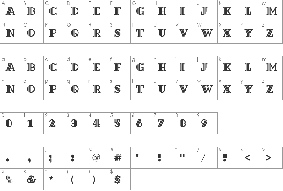 DextorC font character map preview