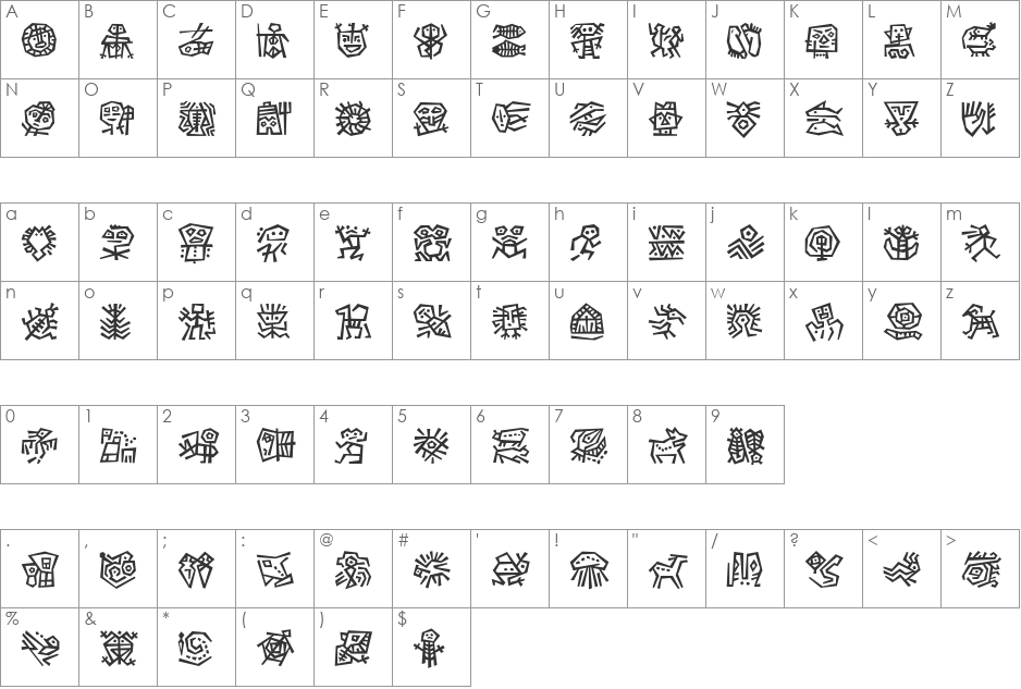 DF Ancestor ITC TT font character map preview