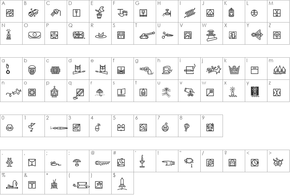 Df Beorama ITC TT font character map preview
