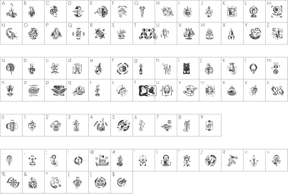 DF Celebrations LET font character map preview