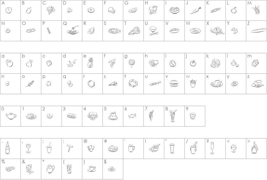 DF Delectables font character map preview