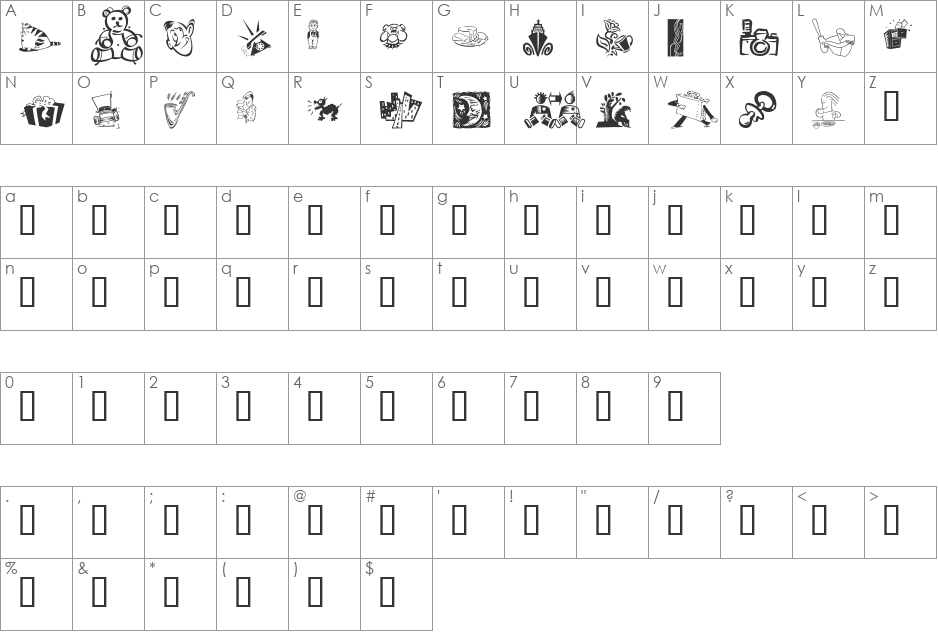Df Demo ITC TT font character map preview