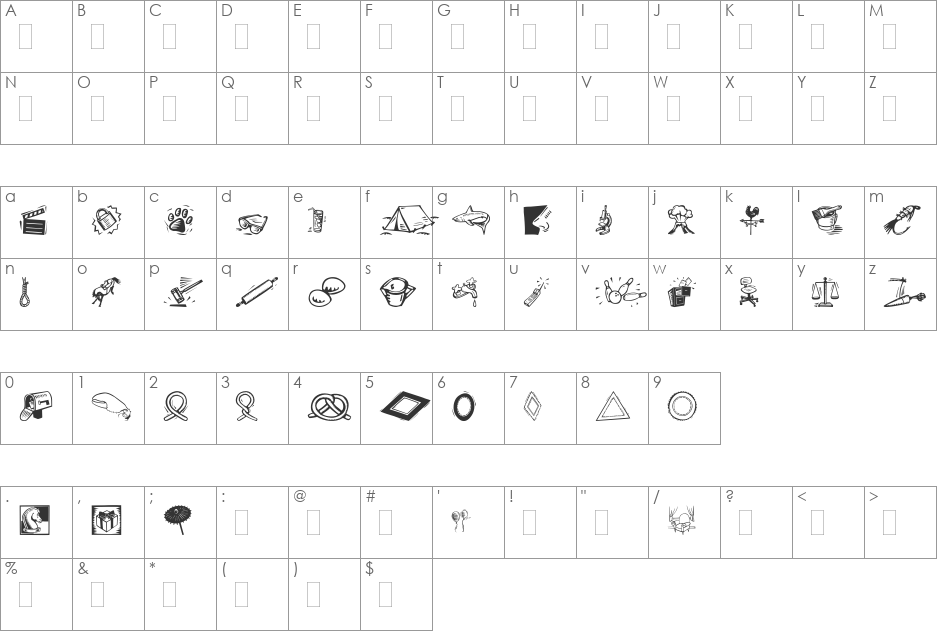 DF Organics IIA LET font character map preview