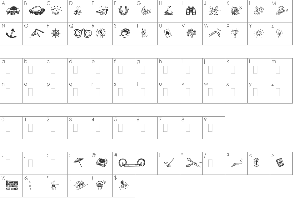DF Organics IIB LET font character map preview