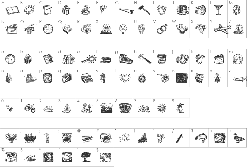 DF Organics LET font character map preview