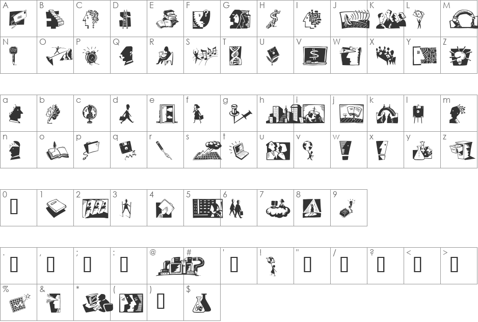 Df Professnl Connections ITCTT font character map preview