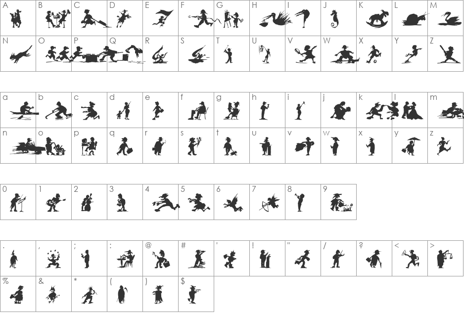 DF Shadowettes ITC TT font character map preview