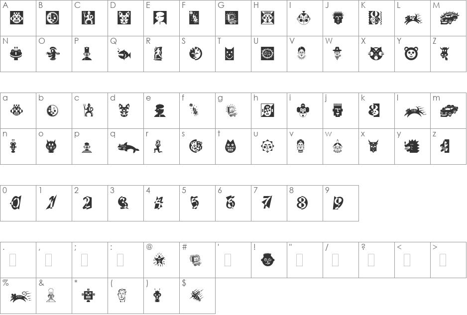DfAttitudesPlain font character map preview