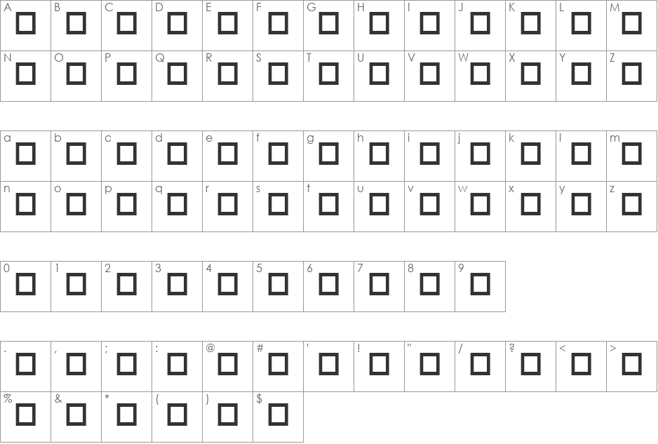 DFBiaoKaiShu1B font character map preview
