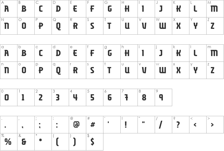 dfdMiliciana font character map preview