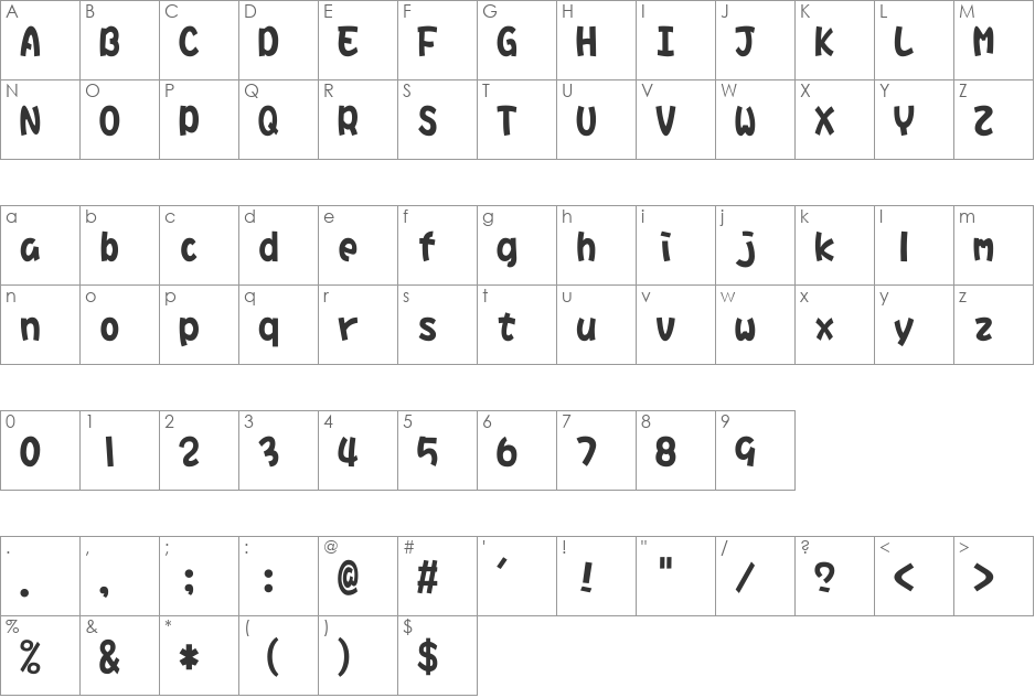 DFHaiBaoW9U-B5 font character map preview