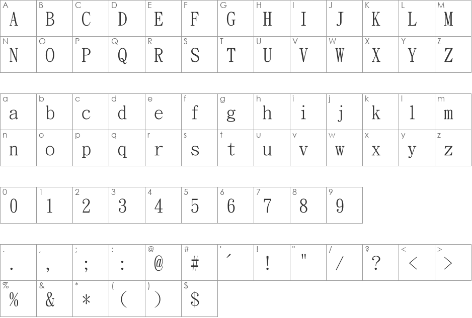DFSymbolU-B5 font character map preview