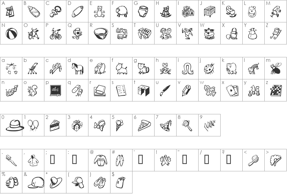DfTotSpotsITC TT font character map preview